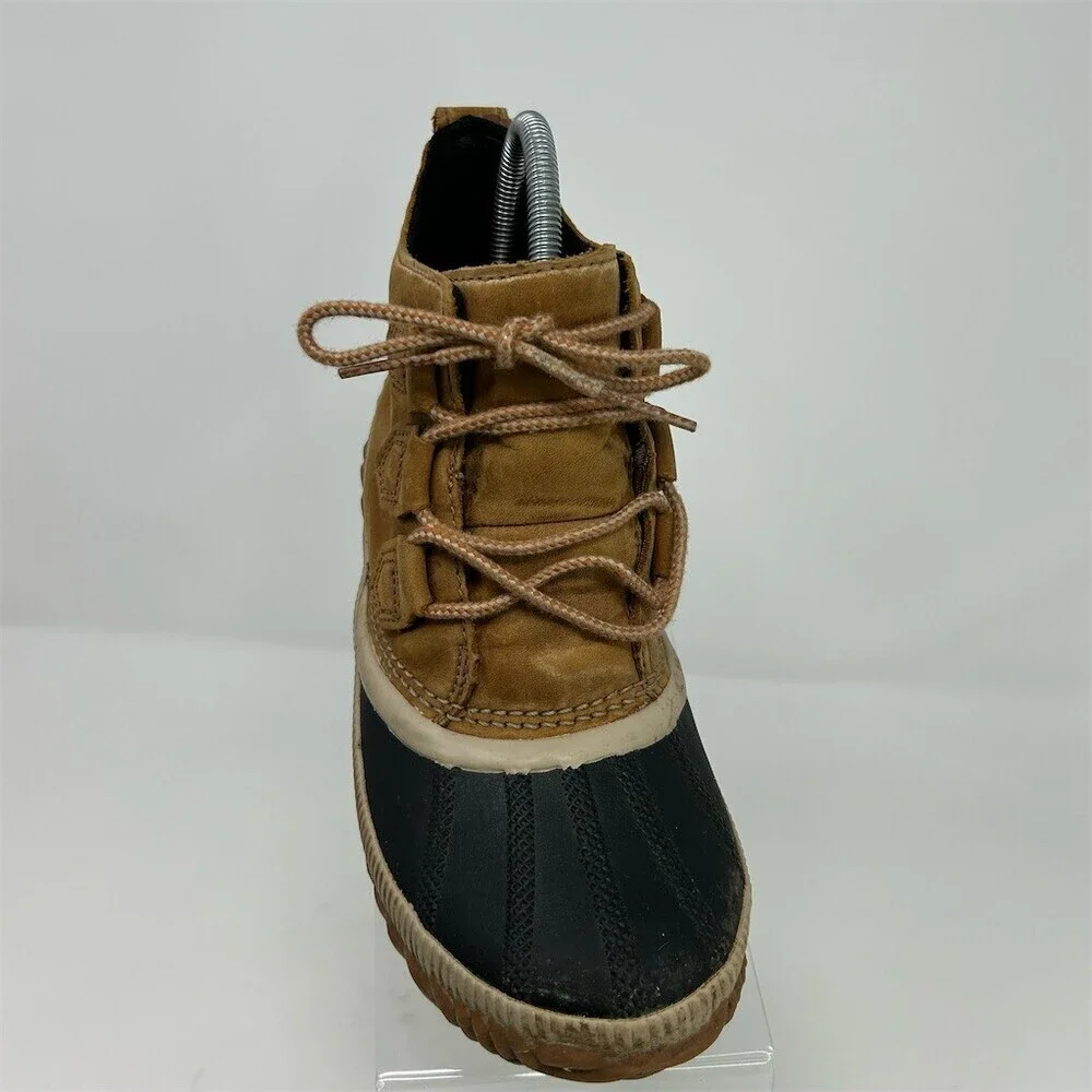 Sorel Out N About Duck Boots Womens Beige Waterproof Lace-Up Ankle Rain Size 8